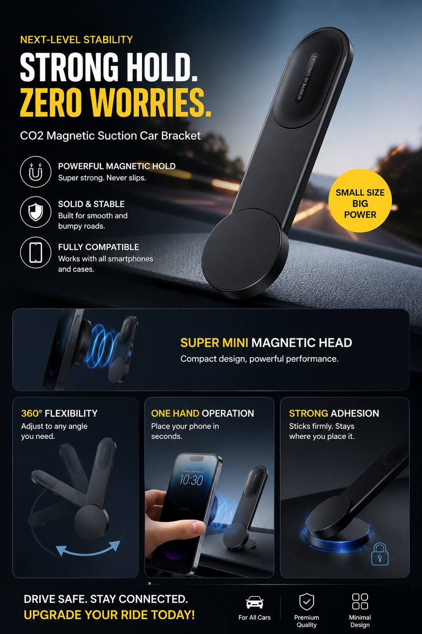AURA MagHold – Magnetic Car Phone Mount with 15W Wireless Charging